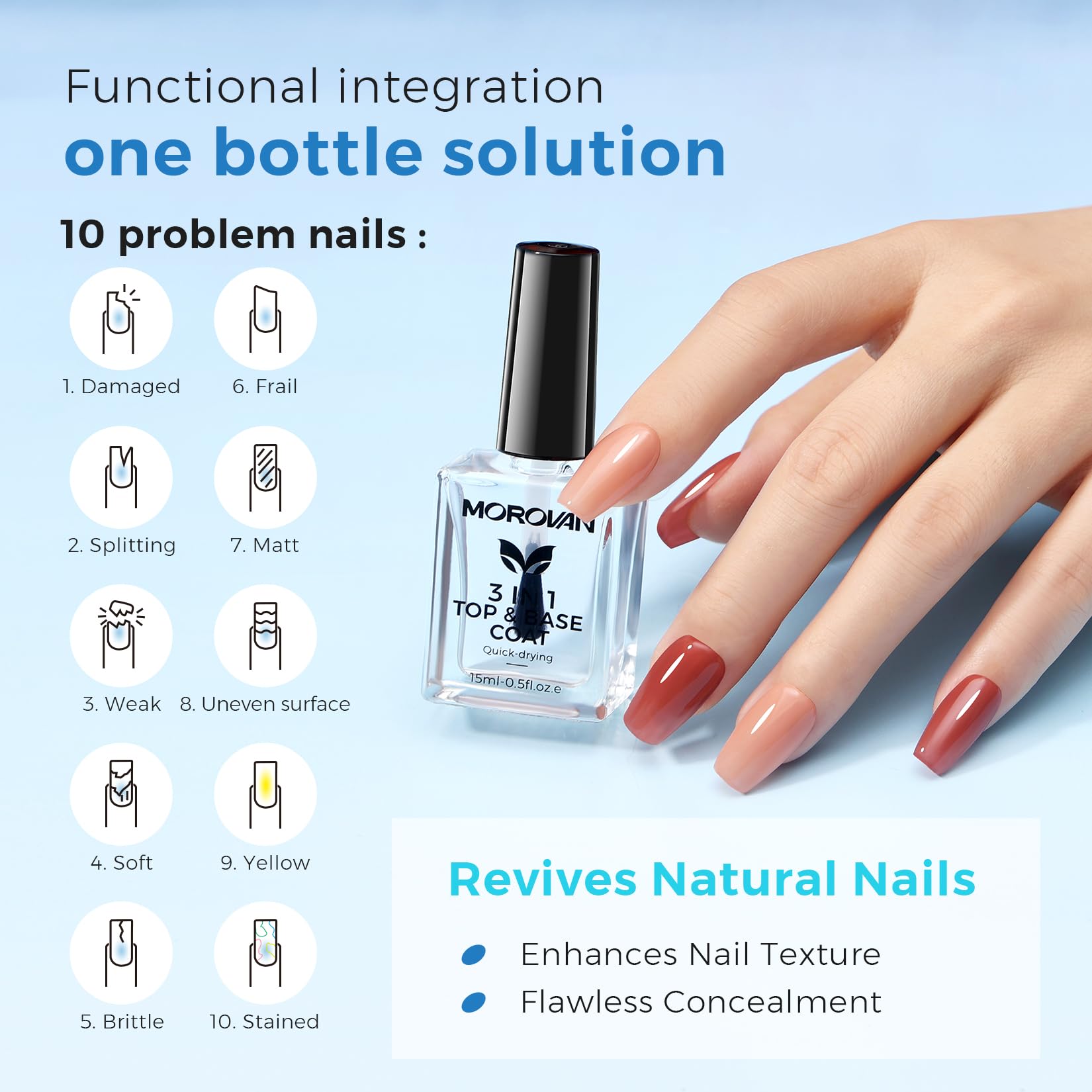 Morovan Base Coat: uñas lisas y brillo natural.