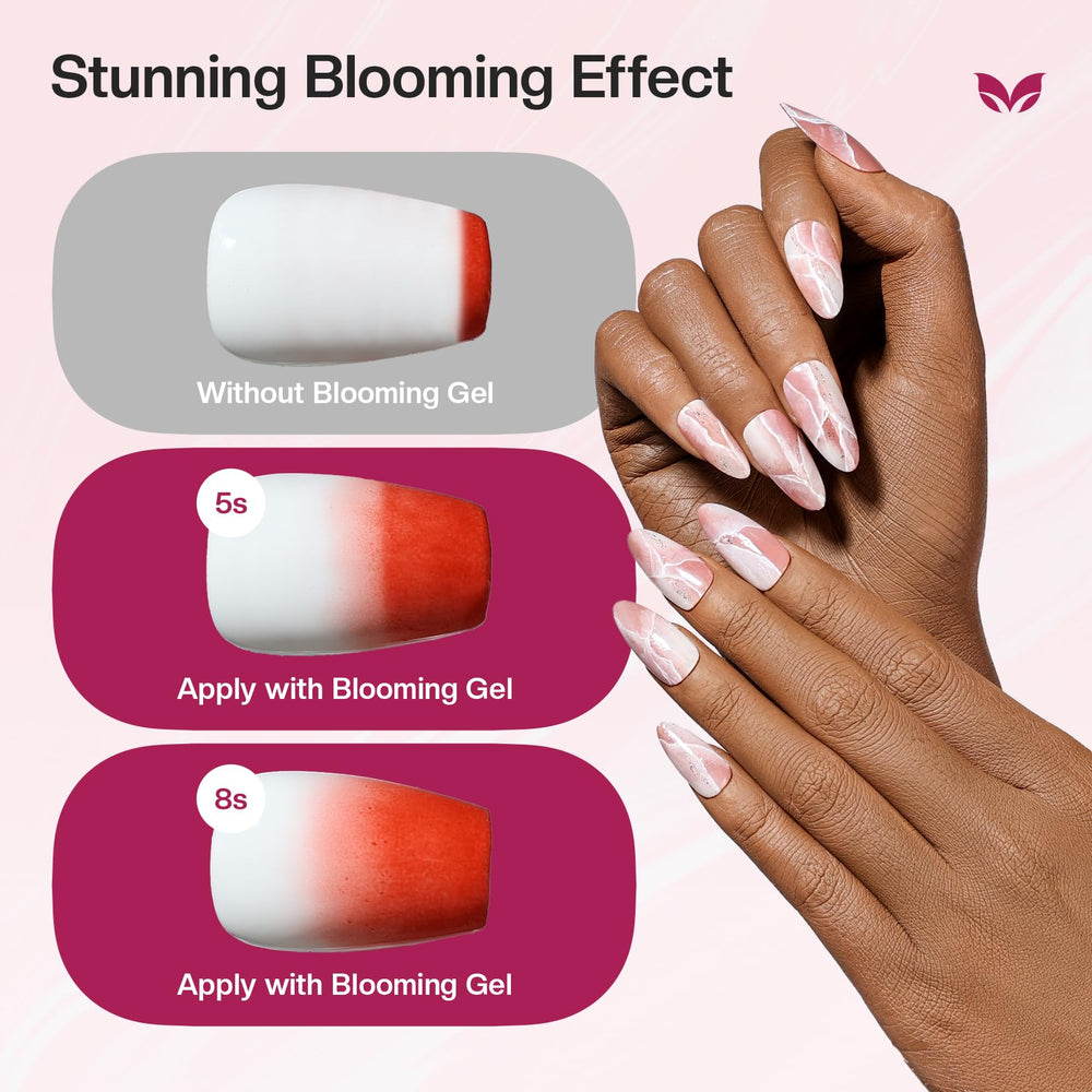 Morovan Blooming Gel, efecto mármol apto para uñas naturales y artificiales.