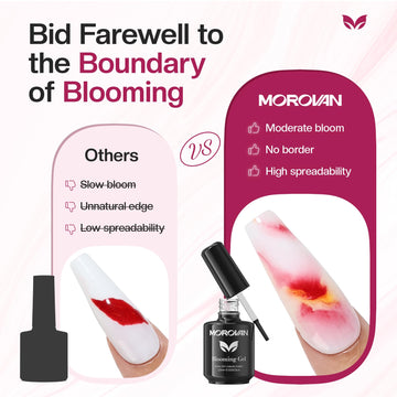 Morovan Blooming Gel técnica esponja, facilita transiciones suaves.