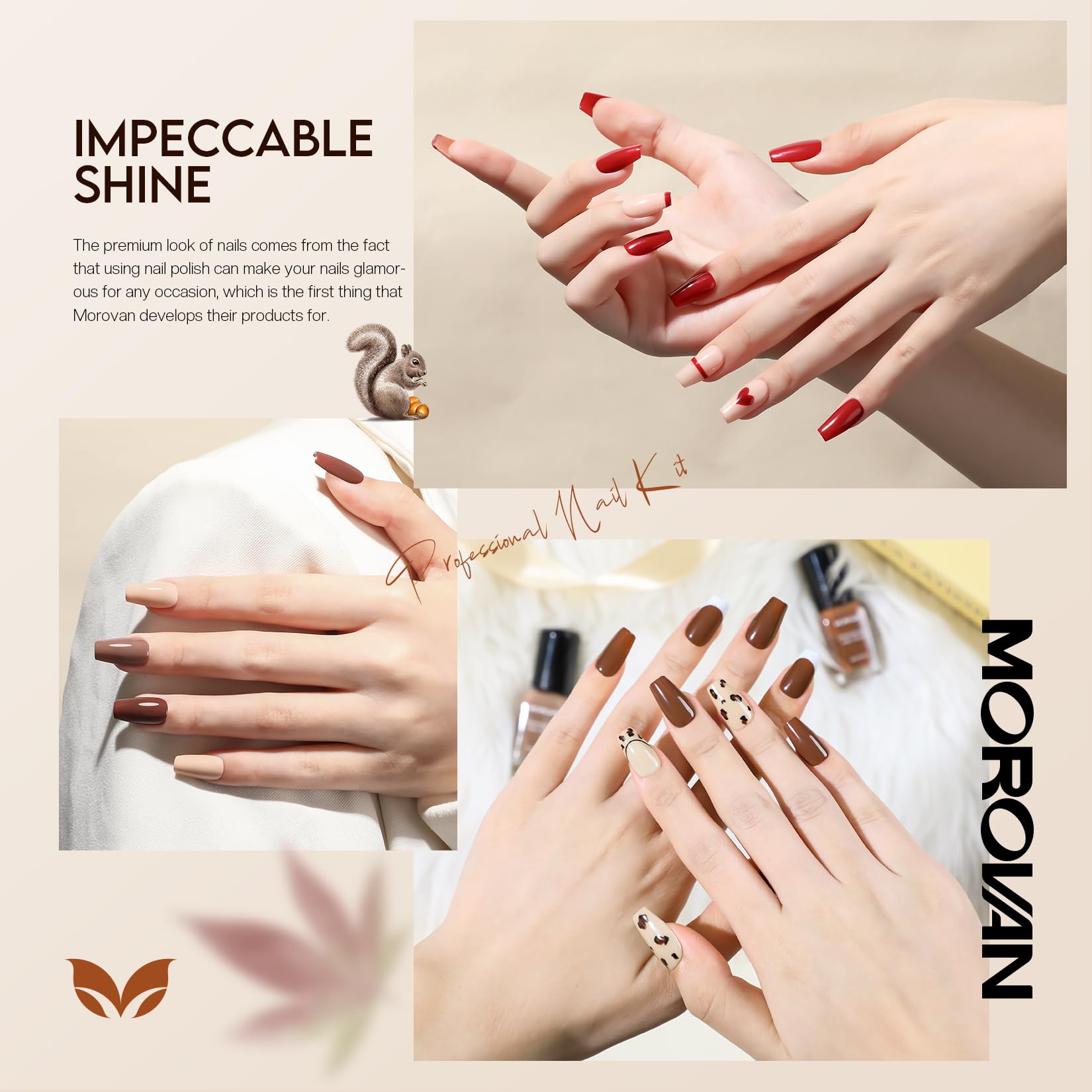 Morovan Brown Nail Polish Set dark-chocolate finish for evening looks