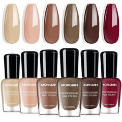 Morovan Brown Nail Polish Set winter-nude shade for everyday wear