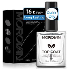 Morovan Capa Superior de Uñas: botella con brillo alto para manicura radiante.
