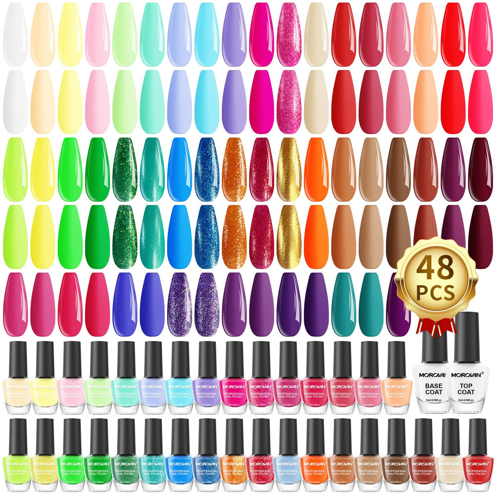 Morovan esmaltes 48 piezas: colección colorida para look diario duradero.
