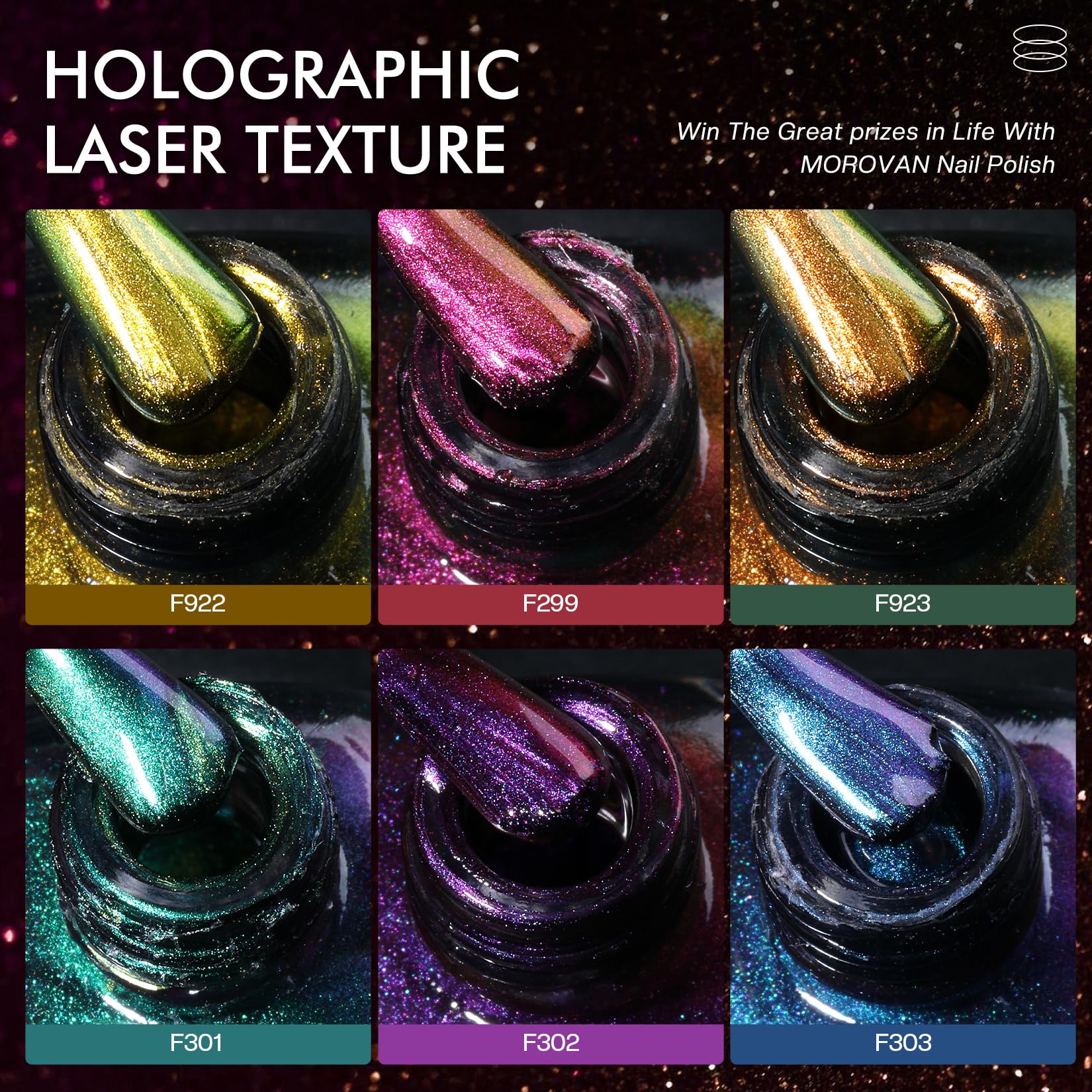 Morovan rose holographic shade with shimmering depth for elegant nails.