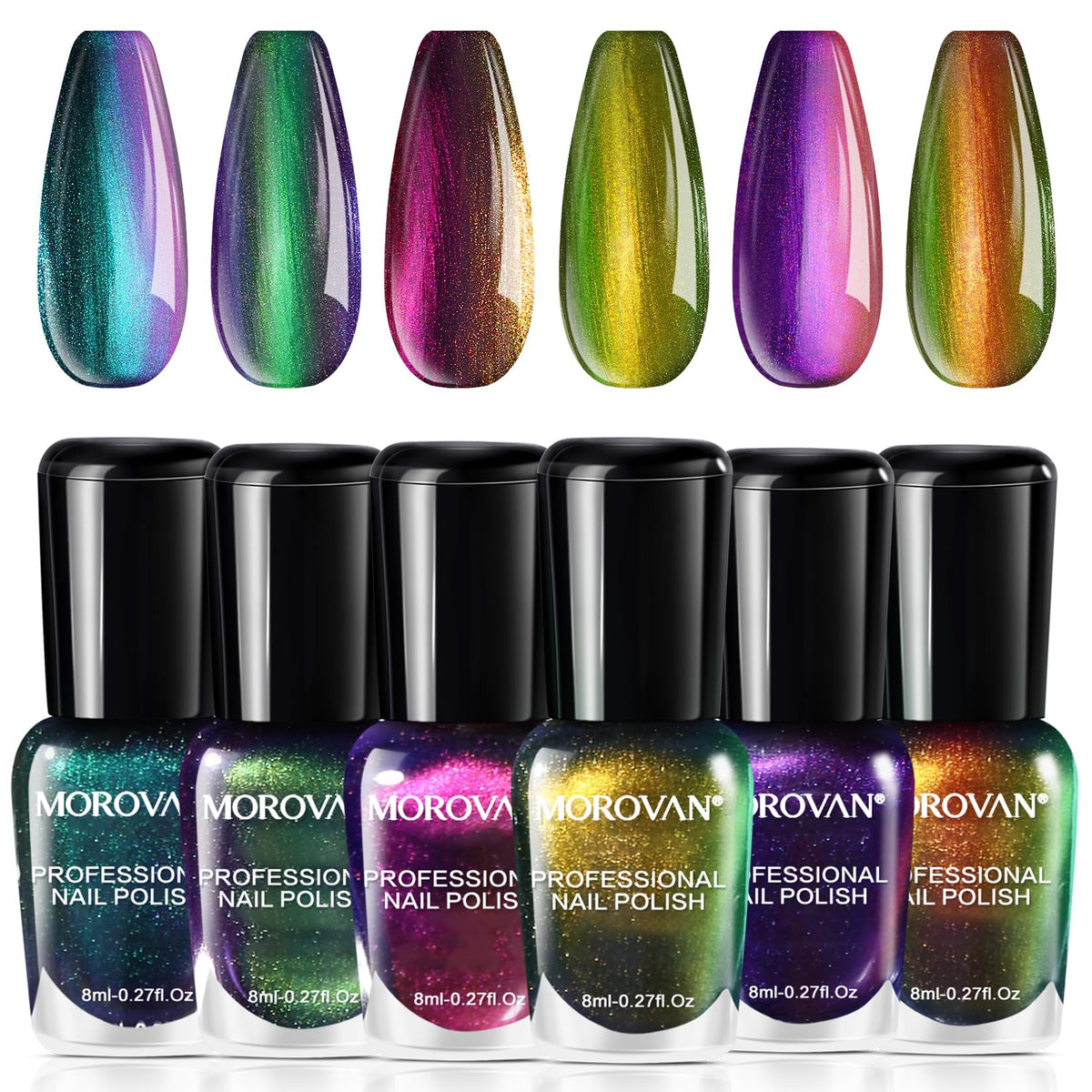 Morovan silver chrome nail polish for versatile day-to-night looks.