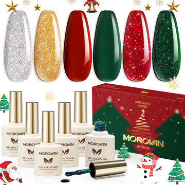 Morovan kit esmalte gel navidad en caja regalo para uñas festivas en casa.