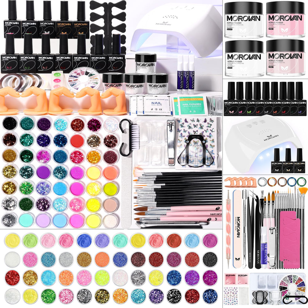 Morovan kit uñas acrílicas para principiantes, conjunto todo en uno para empezar