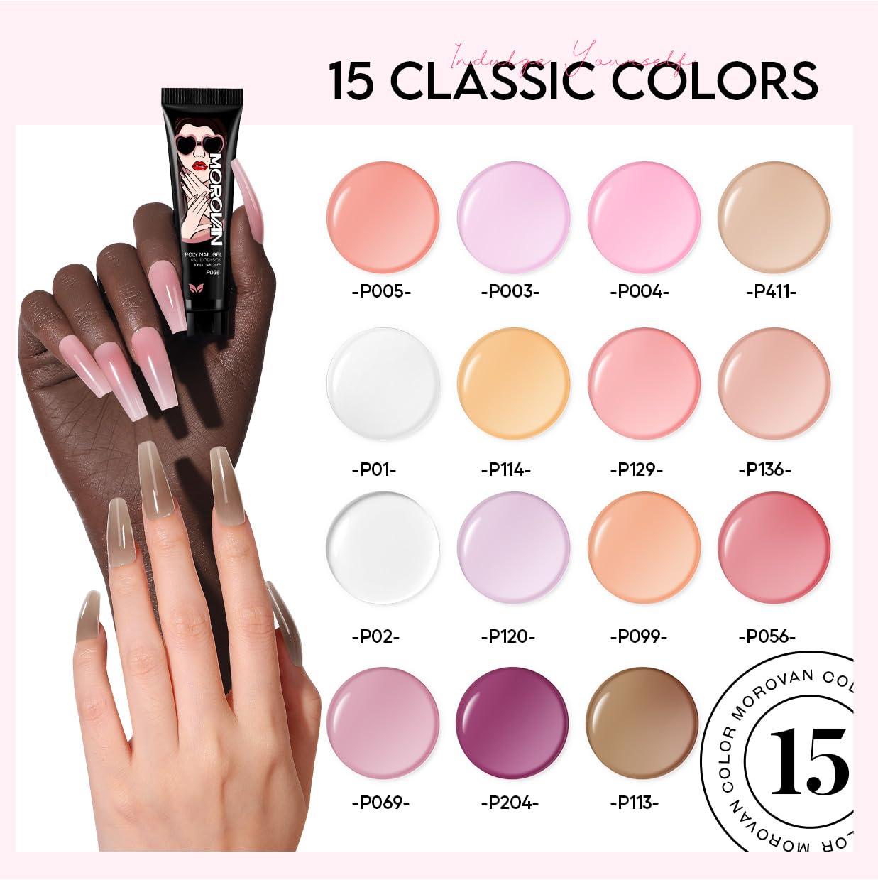 Morovan kit uñas gel poligel con lámpara UV para curado rápido