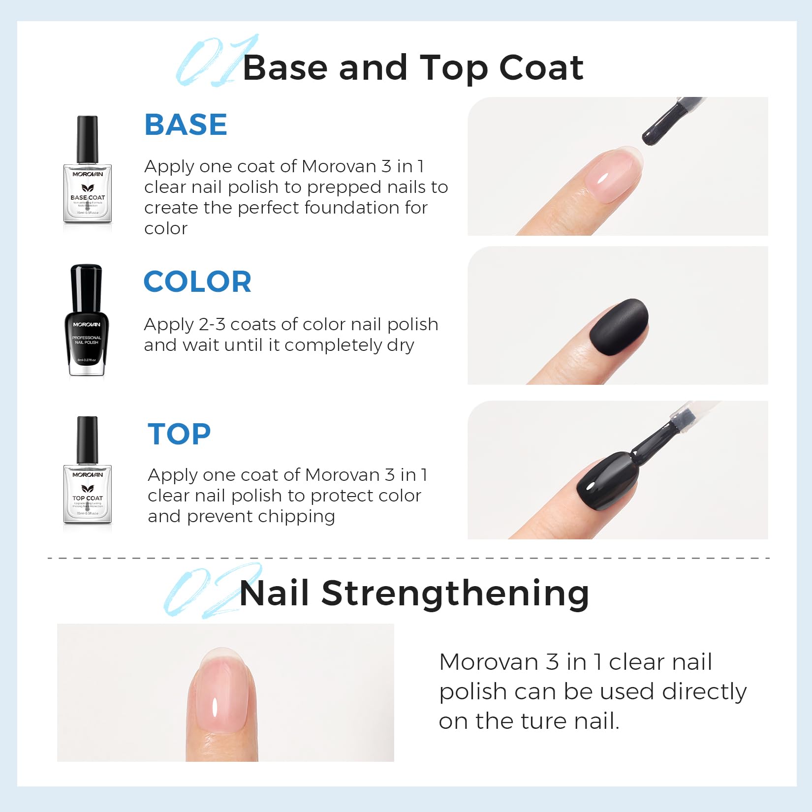 Morovan Nail Strengthener: mayor resistencia de uñas para uso prolongado.