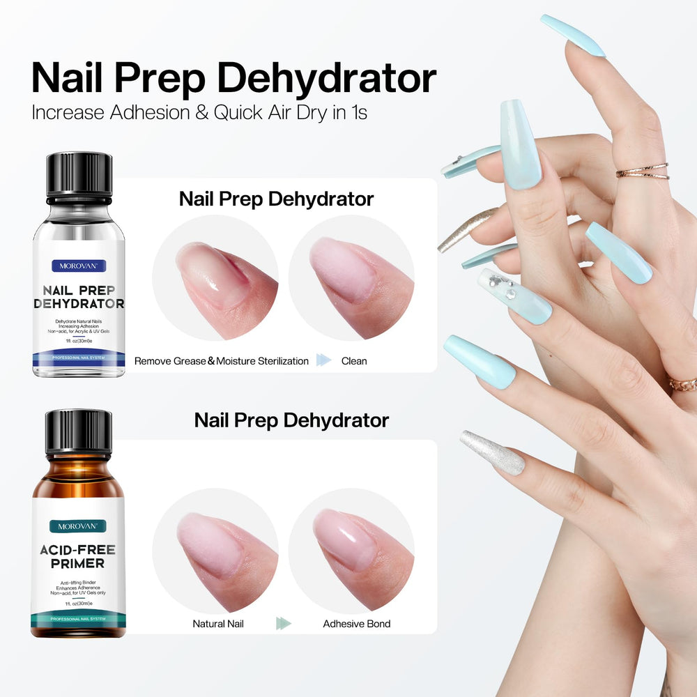 Morovan Primer Uñas Botella: base de gel para adhesión duradera.