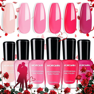 Morovan set-esmaltes rosa 6 colores, opción versátil para looks diarios.