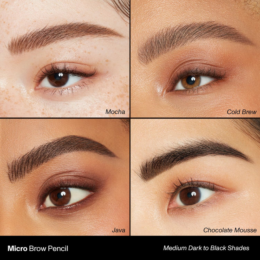 MORPHE Micro Dual Eyebrow Pencil chocolate mousse shade complements tones.