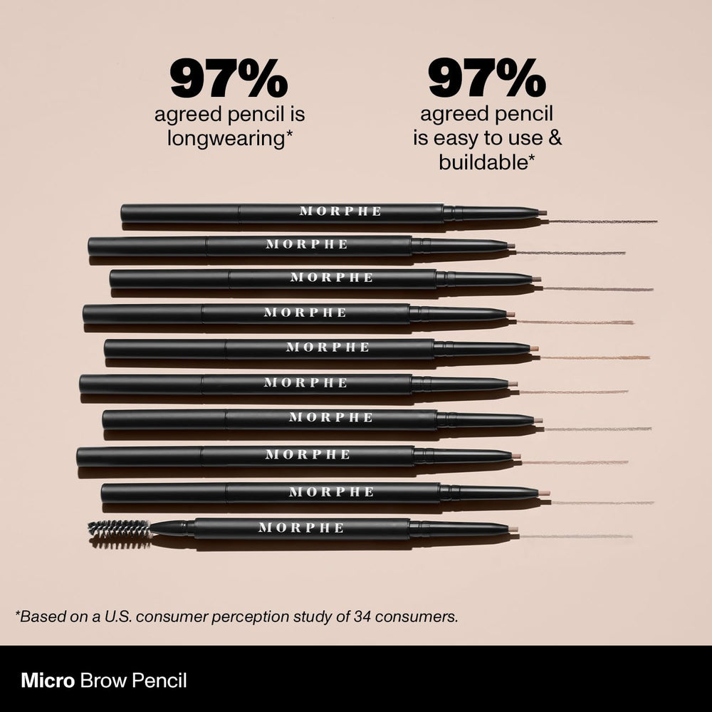 MORPHE Micro Dual Eyebrow Pencil compact design supports quick on-the-go touch-ups.
