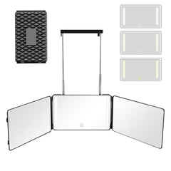 Moruedtu espejo 3 vías con luces LED, iluminación ajustable para ver el peinado.