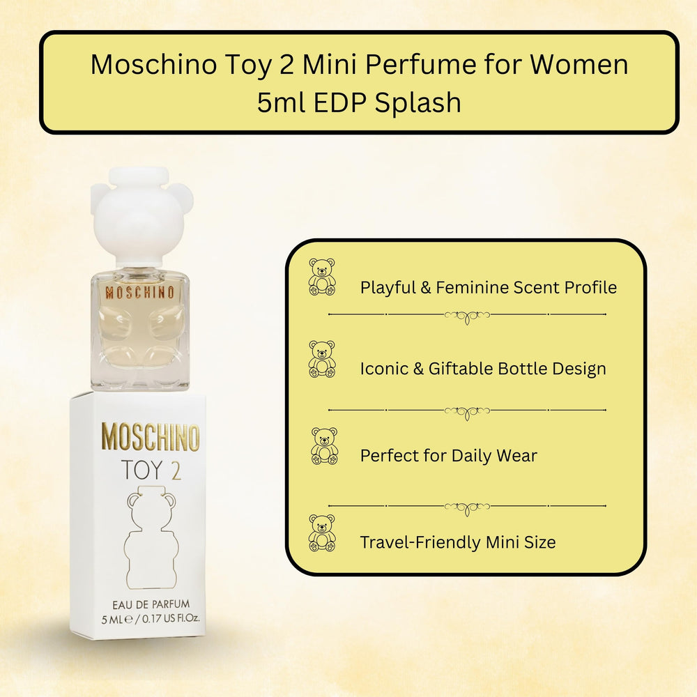 Moschino Toy 2 mini EDP, envase portable para salidas rápidas.