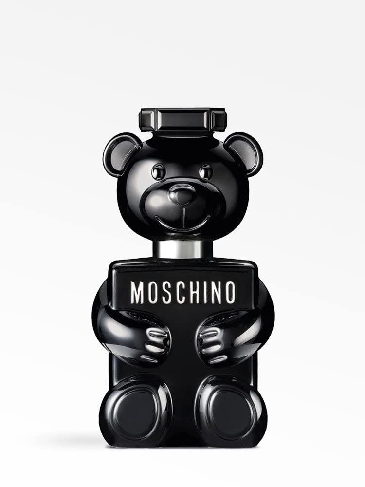 Moschino Toy Boy, detalle del oso en el logo, presencia para eventos.