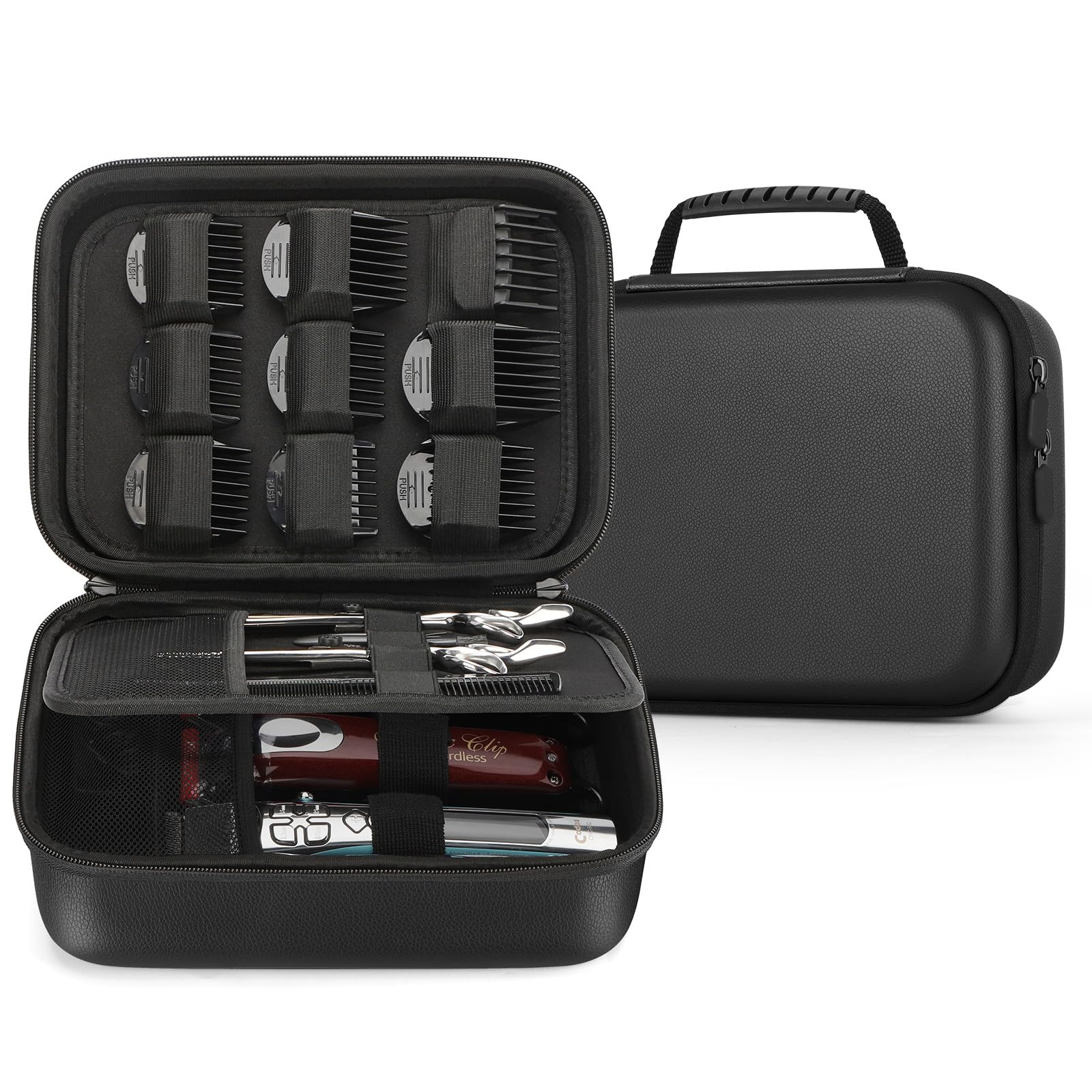 MOSLA estuche exterior negro para accesorios de barbería con protección y transporte seguro