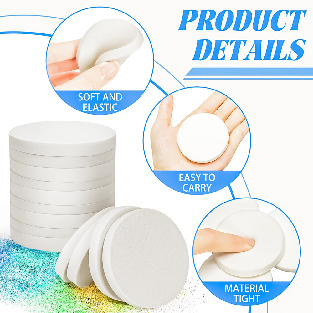 MotBach esponja maquillaje blanca redonda, ideal para base en áreas difíciles.
