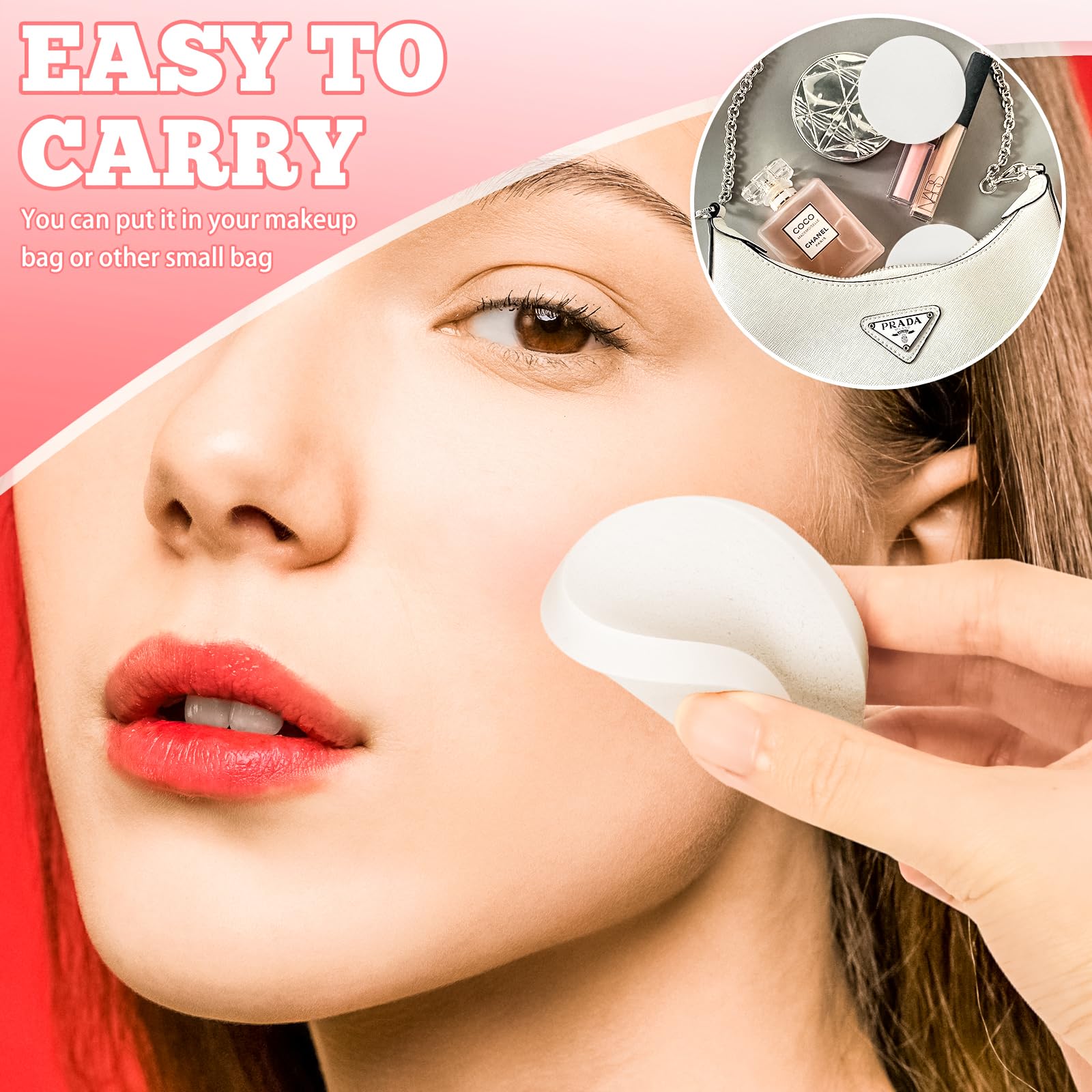 MotBach esponja maquillaje blanca redonda, suave al tacto para un acabado limpio.