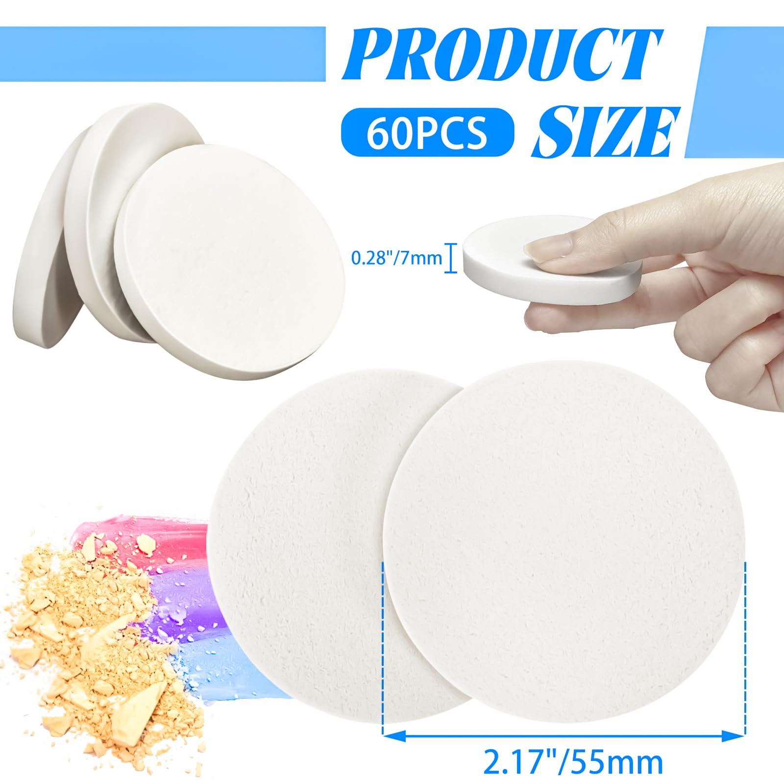 MotBach esponja de maquillaje redonda de 55 mm para bases y correctores.