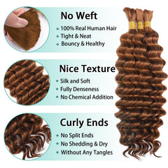 MOTFIN cabello brasileño virgen rizo boho, tres mechones para looks duraderos.