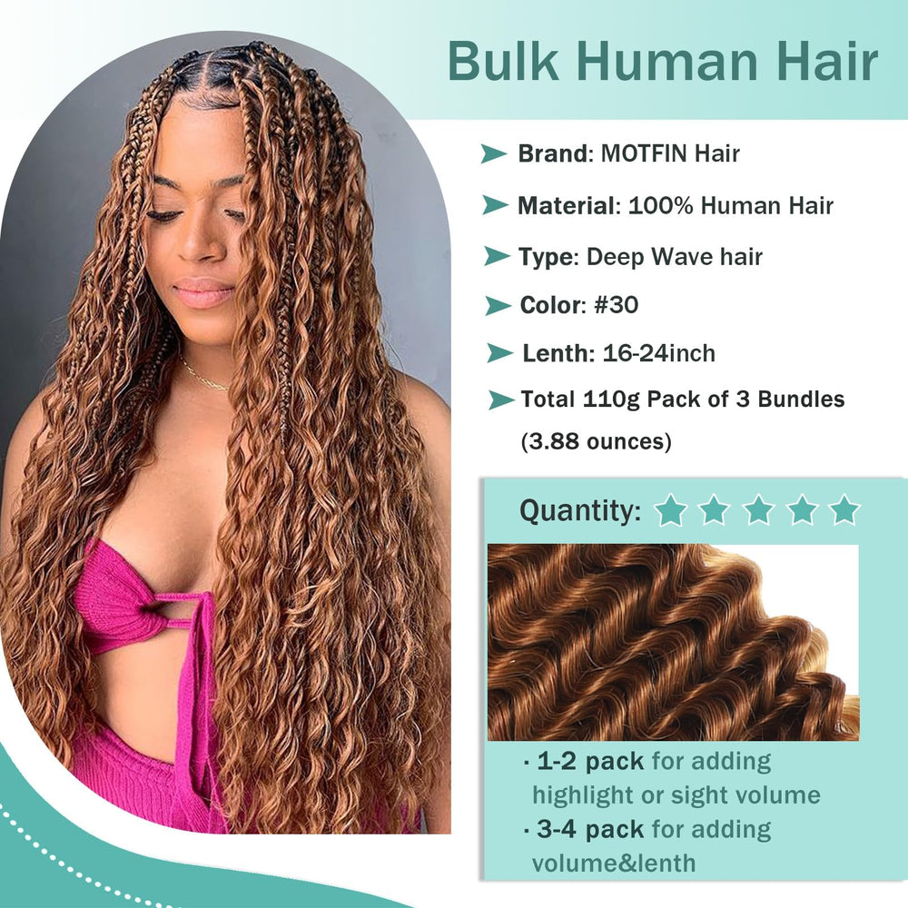 MOTFIN cabello onda-agua para trenzas, textura suave y manejable.