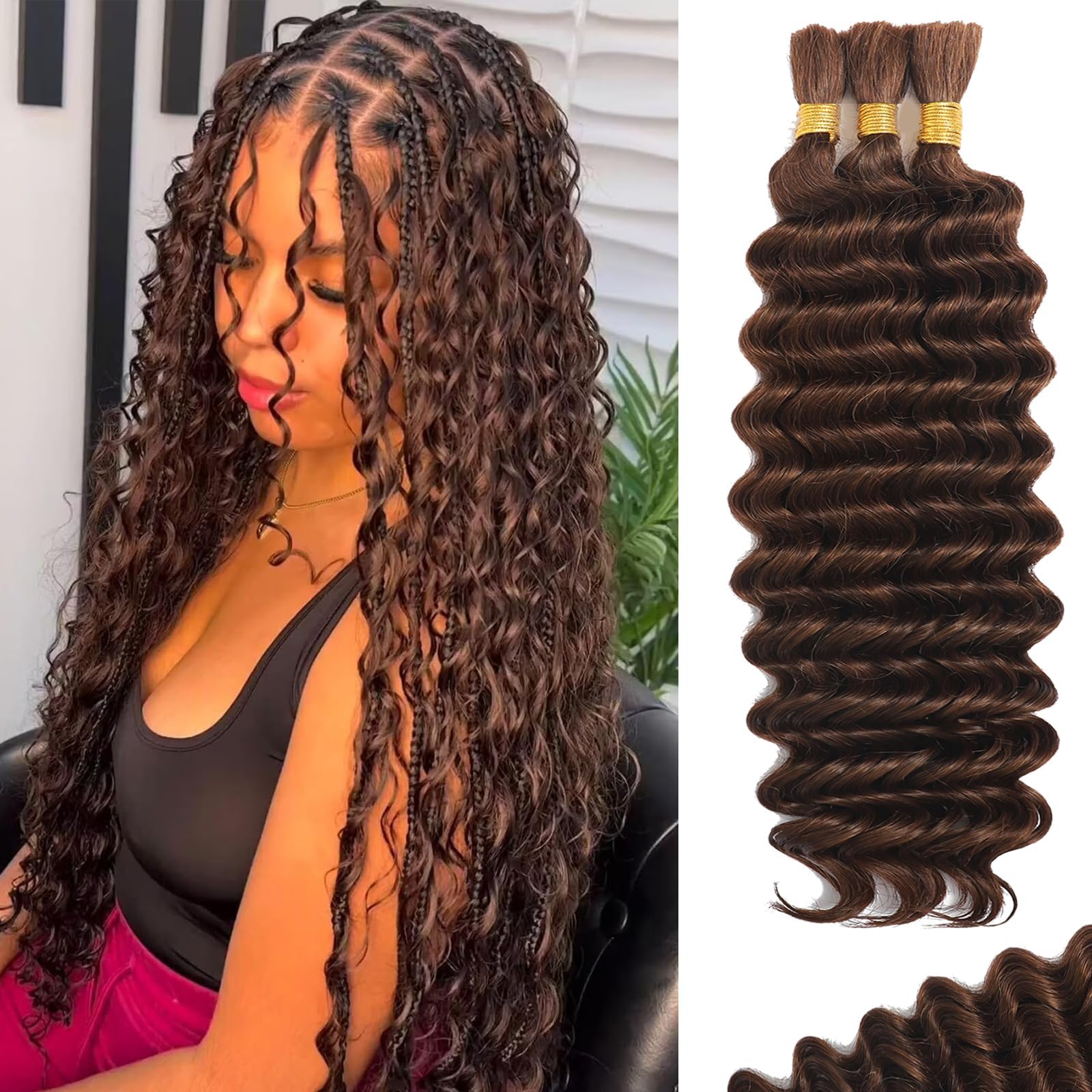 MOTFIN cabello trenzas bohemio 16 pulgadas rizado para peinados duraderos