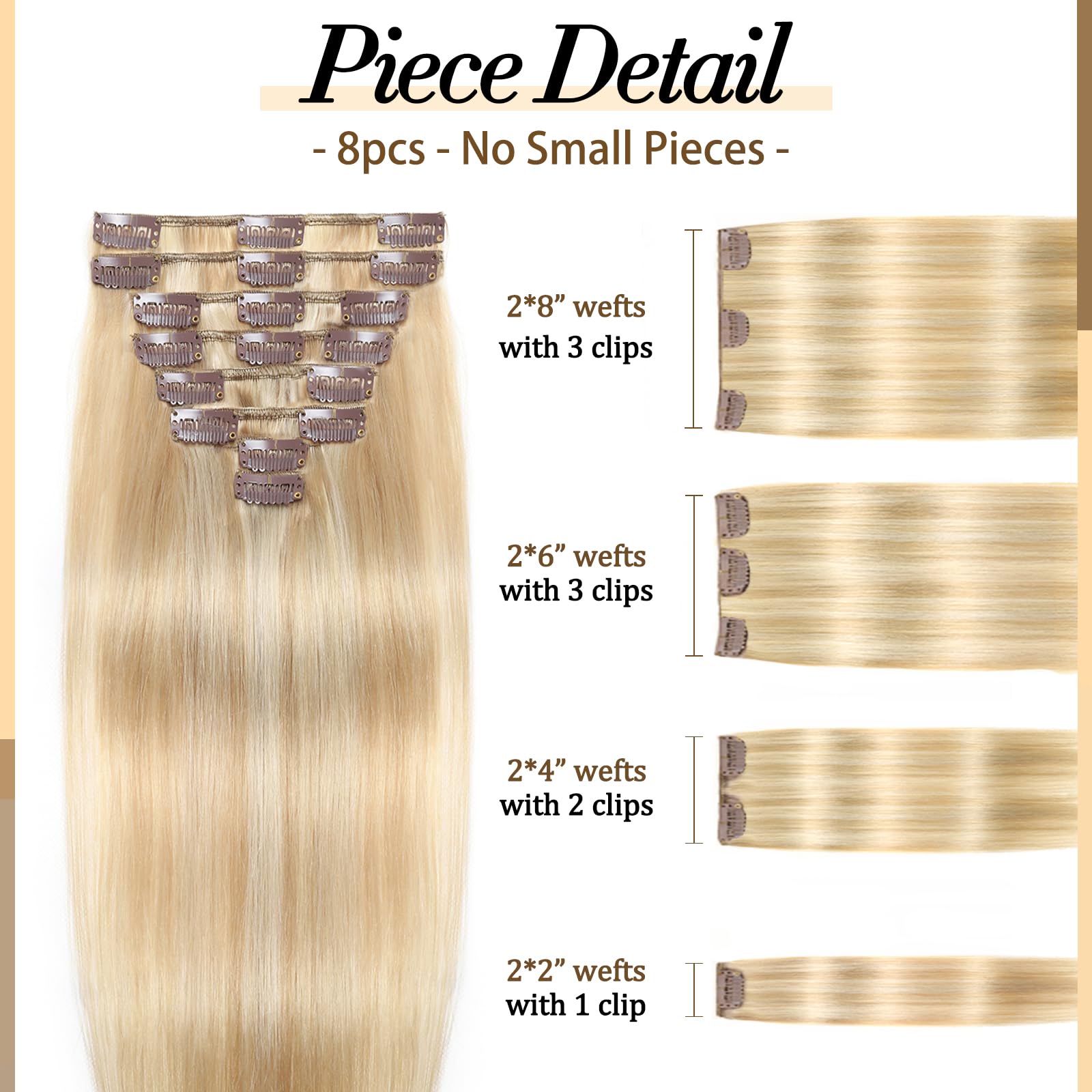 MOTFIN double-weft Remy extensions add durability and fuller appearance.