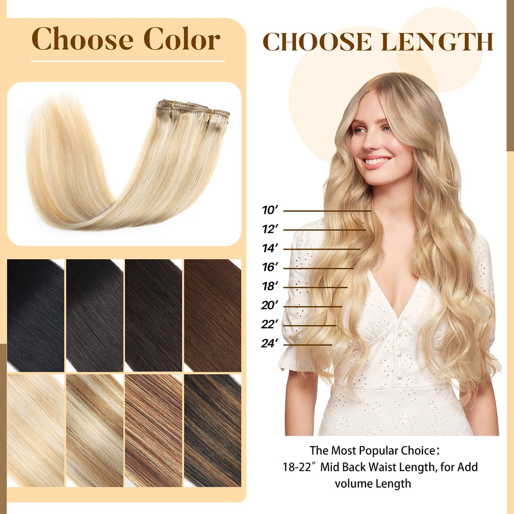 MOTFIN model wearing clip-in extensions for instantly fuller hair.