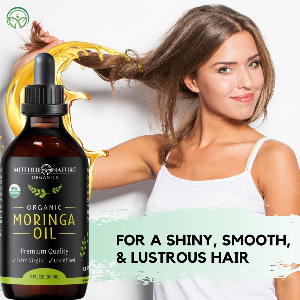 Cuidado del cabello con Moringa Oil para brillo y control del frizz
