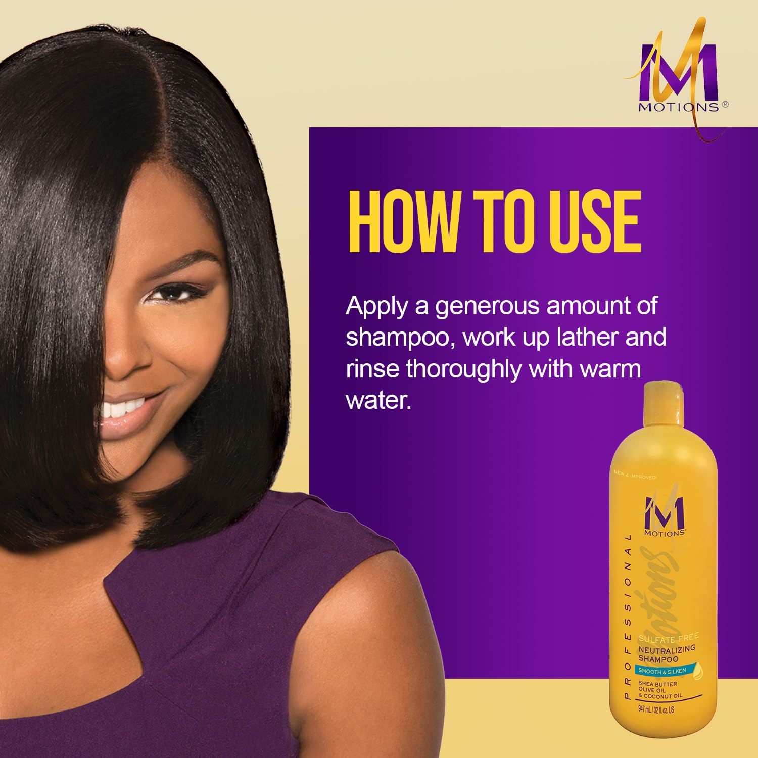 Cabello seco tras Motions Pro Champú Neutralizante con control del encrespamiento ligero.