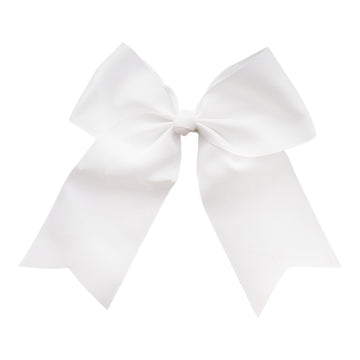 Motique Accessories Lazo blanco jumbo con colas, visto frontal, ideal para peinados y regalos