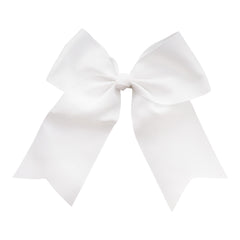 Motique Accessories Lazo blanco jumbo con colas, visto frontal, ideal para peinados y regalos