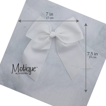 Motique Accessories Lazo blanco jumbo con colas, perfecto para decoraciones y regalos