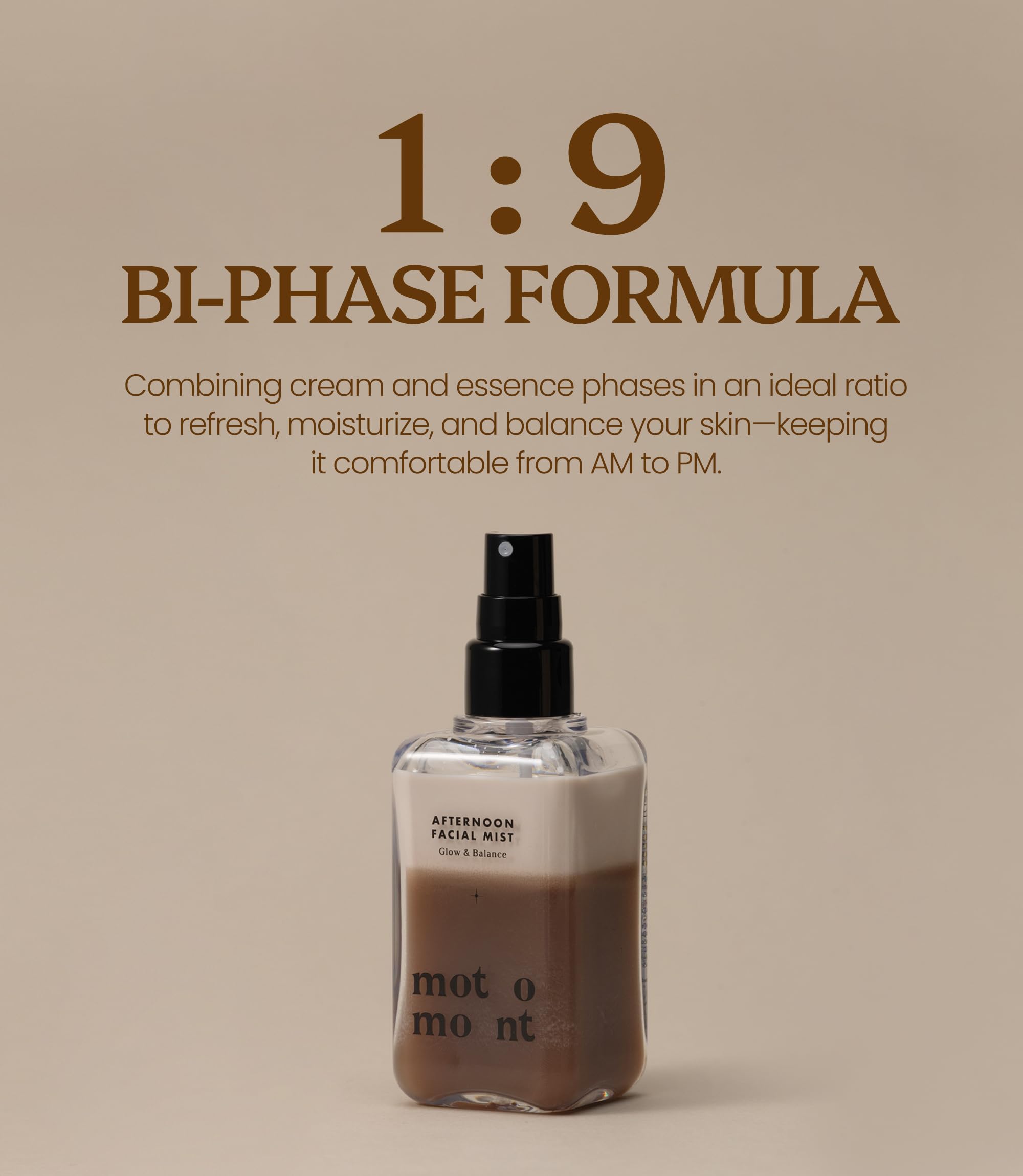 Motomont Milk Tea Mist, diseño de embalaje elegante para uso diario