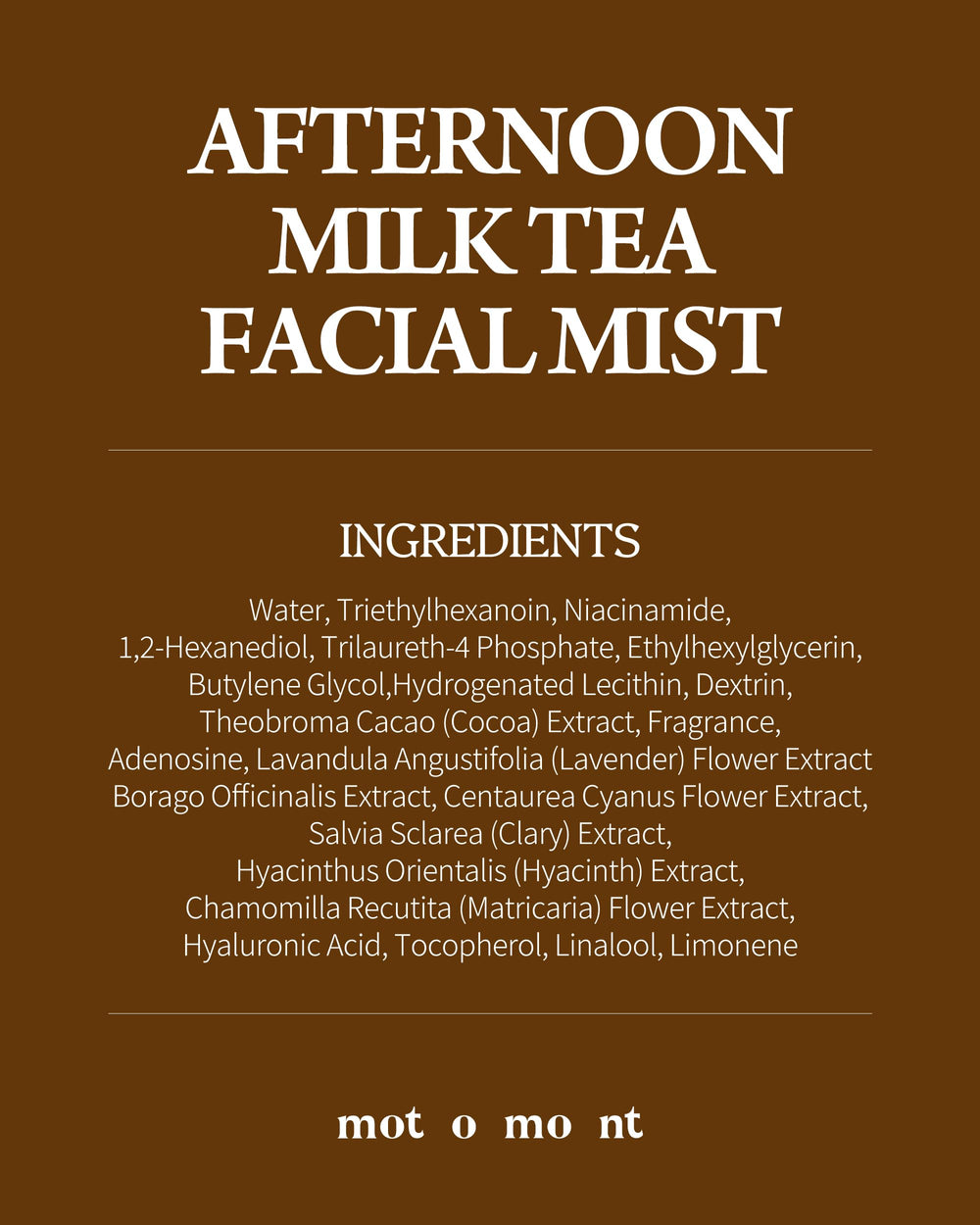Motomont Milk Tea Mist, efecto hidratante que dura sin sensación grasa