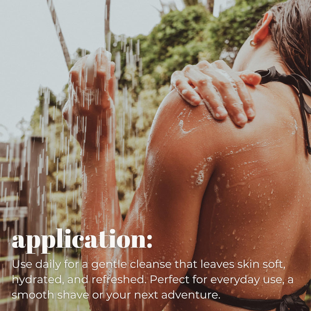 Fragancia tropical de coco para ducha revitalizante.