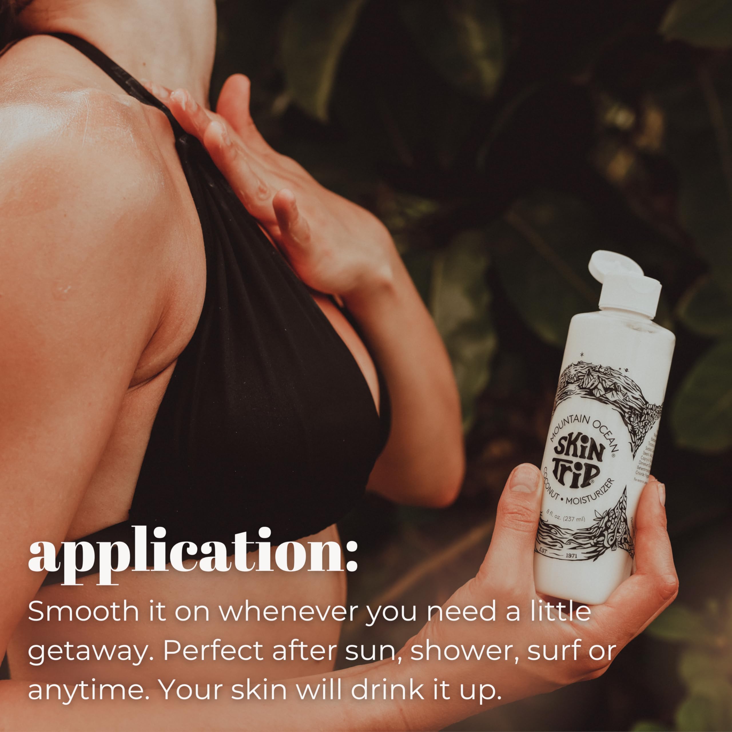 Mountain Ocean Skin Trip: fragancia coco limpia que evoca vacaciones.