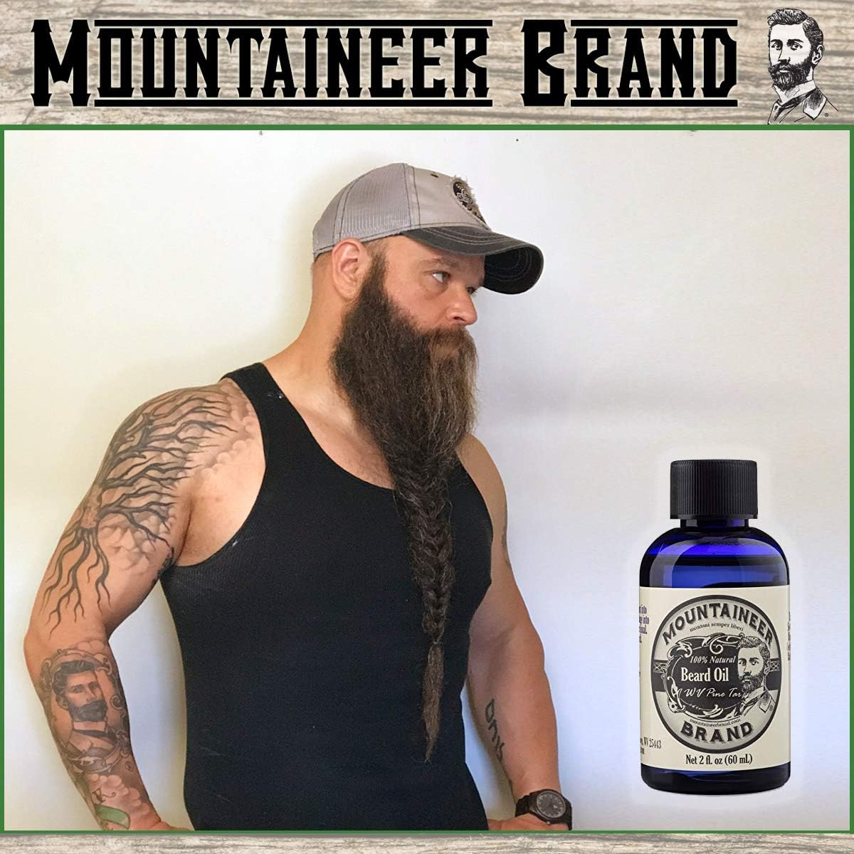 Barba suave y acondicionada con aceite natural Mountaineer Brand.