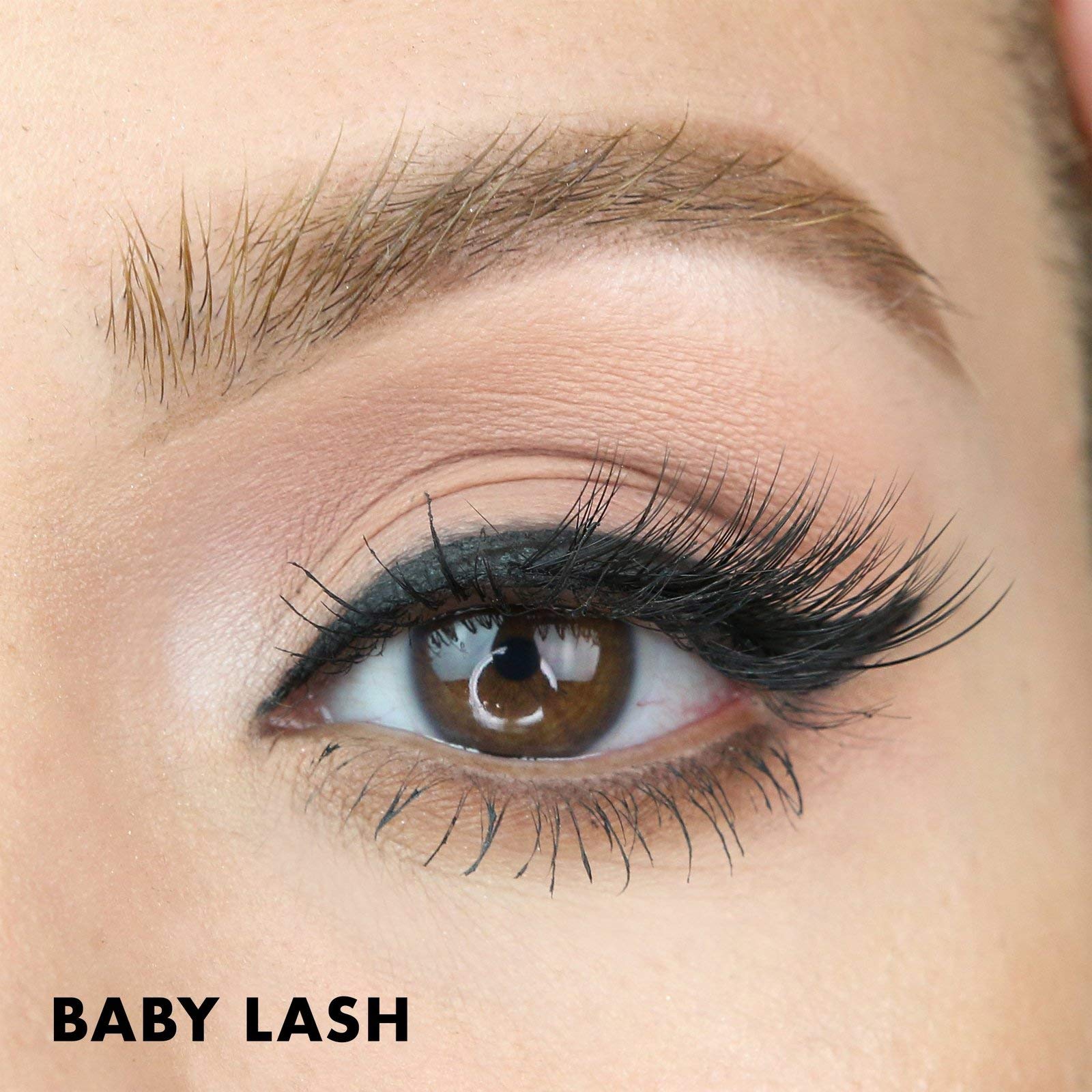 Detalles de las pestañas MoxieLash Baby: 9–15 mm para ojos almendados.