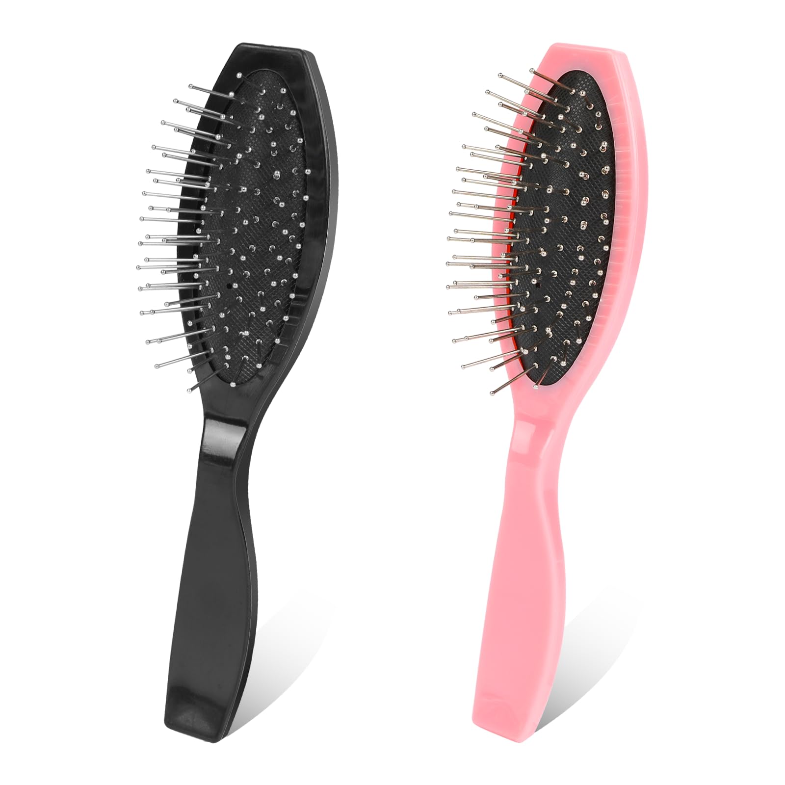 Mozeat Lens: dos cepillos para peluca en negro y rosa, perfecto para peinar con suavidad.