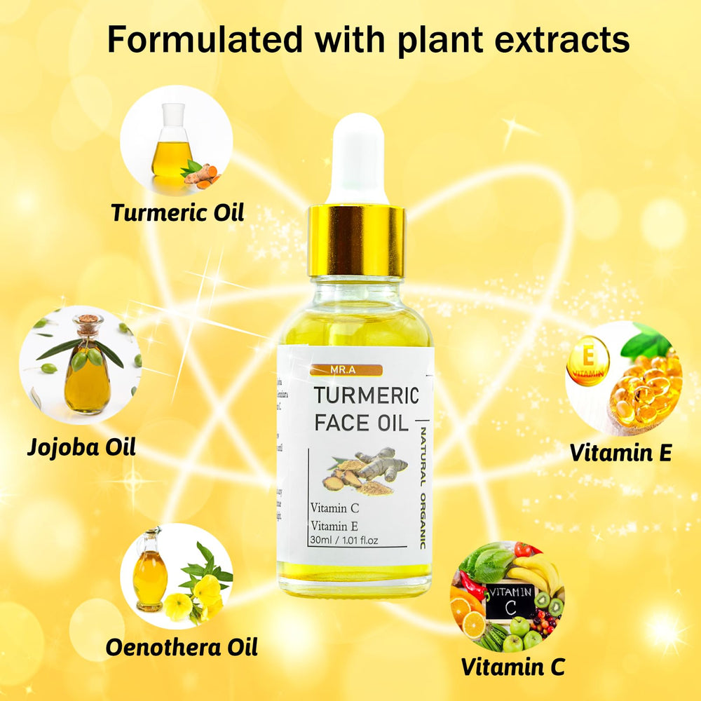 MR.A Turmeric Oil, uso para rostro, cabello, cuello y cuerpo.