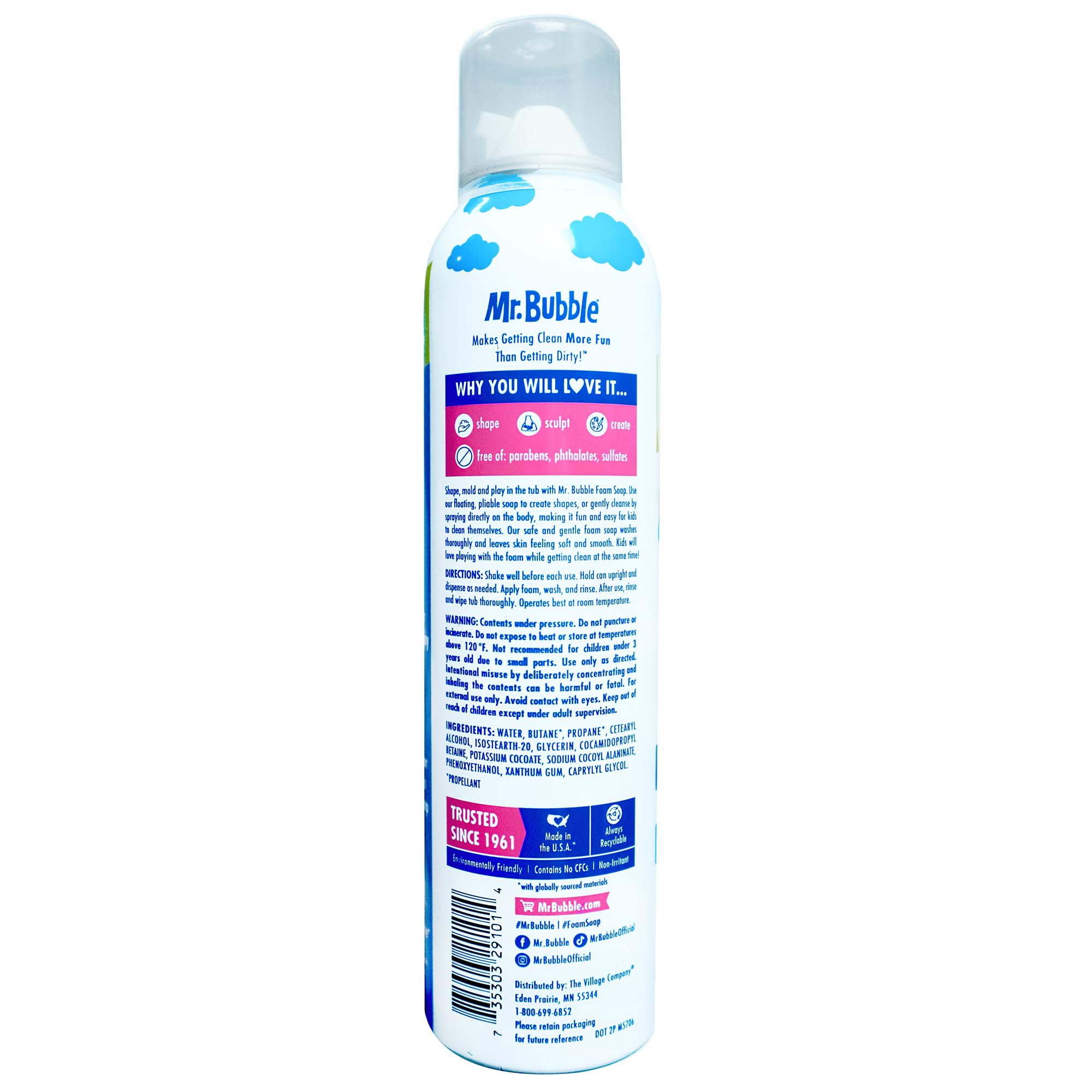Espuma sin fragancia de Mr. Bubble para niños, ideal para baño diario.