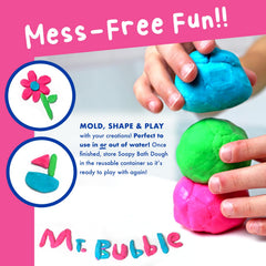 Mr. Bubble masa de baño espumosa fresa empaque caja, fácil de guardar tras jugar.