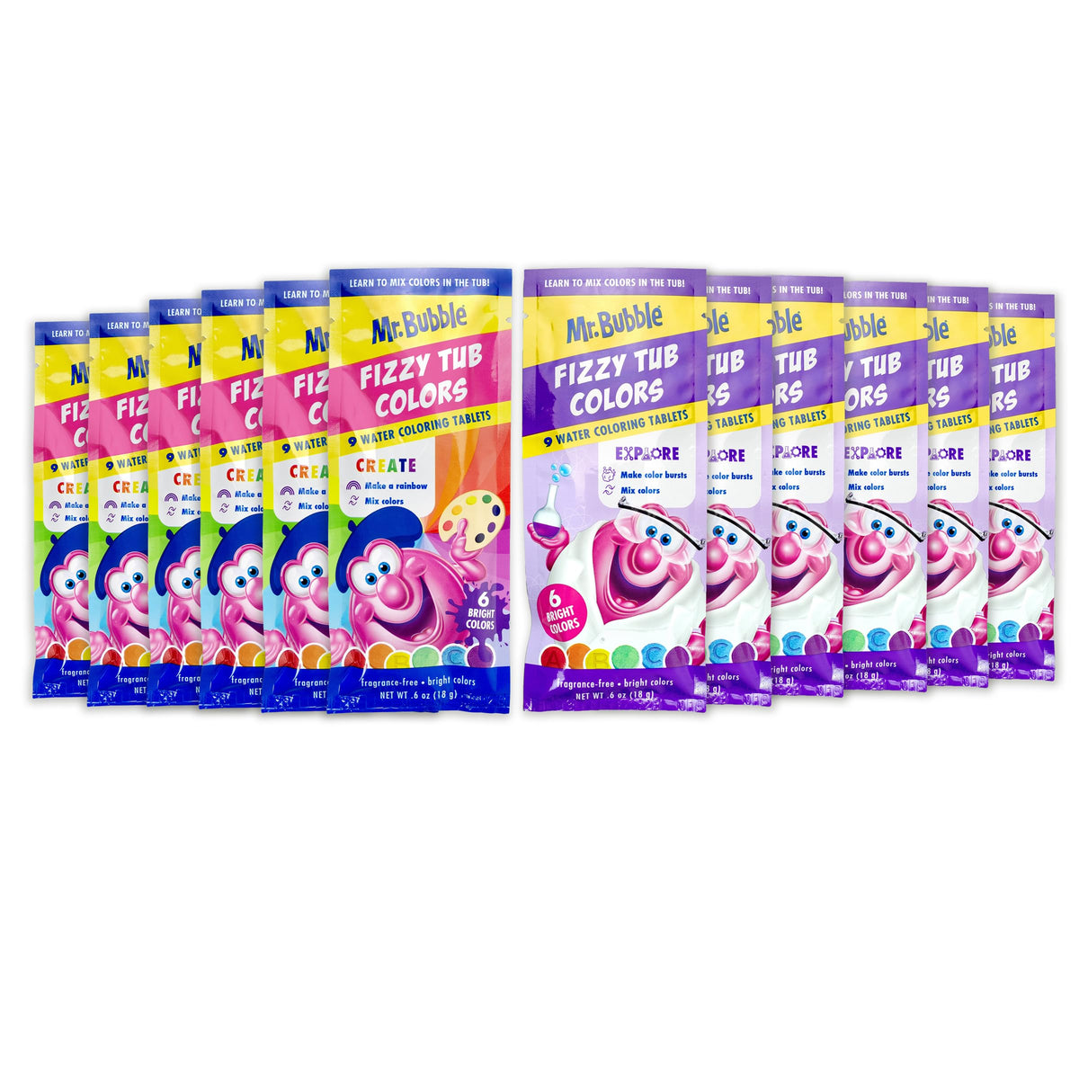 Mr. Bubble tabletas coloridas para baño, colores brillantes