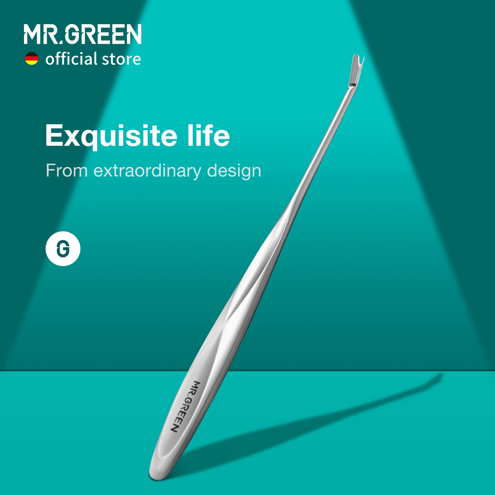 MR.GREEN empujador de cuticulas con diseno en V para remover cuticulas sin dañar