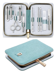 MR.GREEN set de manicura 10 en 1 en estuche de cuero para viaje