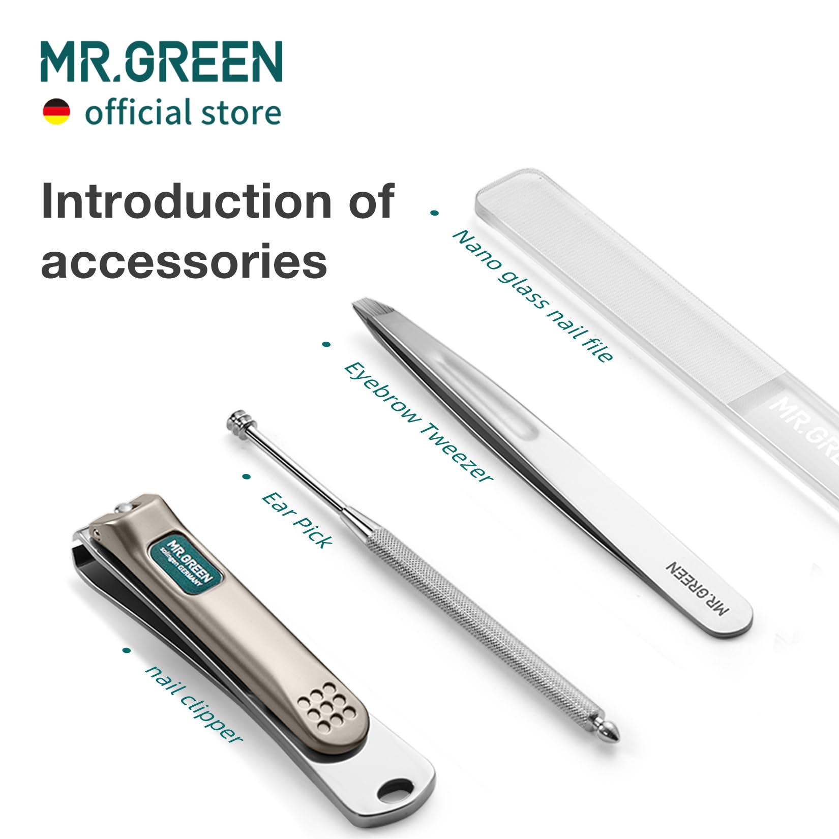 MR.GREEN pinzas cejas de inox, acabado de precisión para delinear.