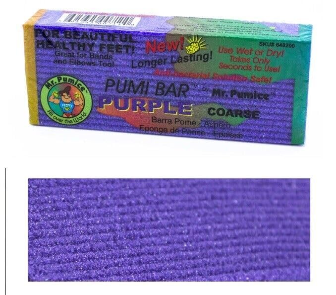 Mr. Pumice PUMI Bar púrpura para codos, cuidado suave.