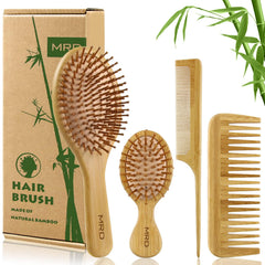 MRD cepillo grande de bambú natural para un peinado suave y sin tirones